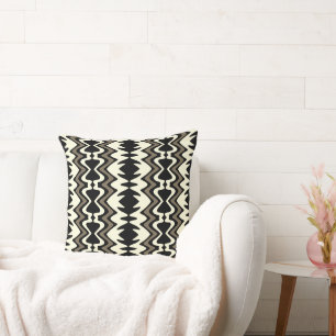 Unique Pattern - Black White Beige Tan Khaki Throw Pillow