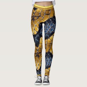 Unique patterns of a vibrant poisonous snakeskin leggings