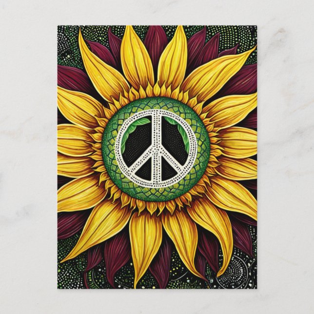 Unique Peace Sign Sunflower Postcard (Front)