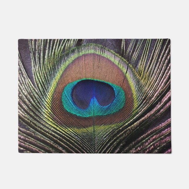 Unique Peacock Feather Doormat (Front)