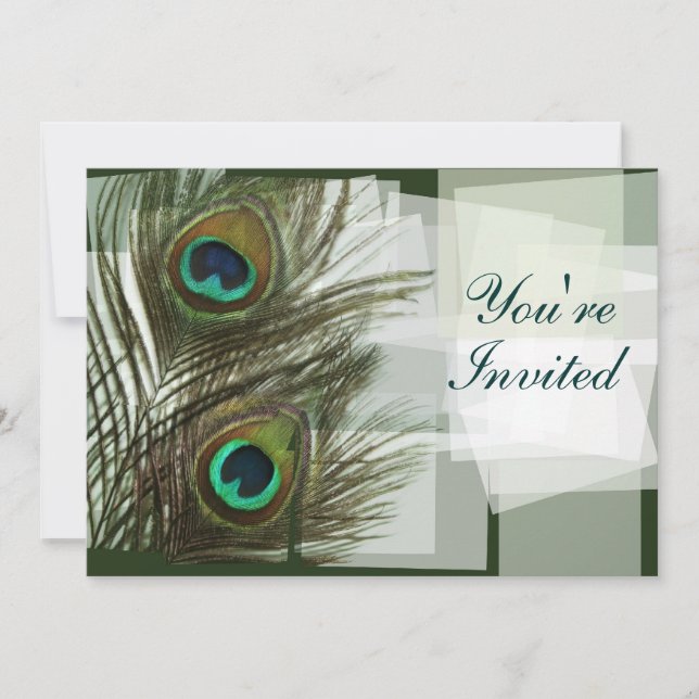 Unique Peacock Feather Invitation (Front)