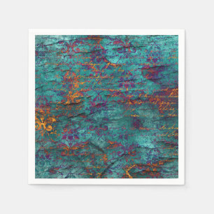 Unique peacock teal, magenta, purple blue texture napkin