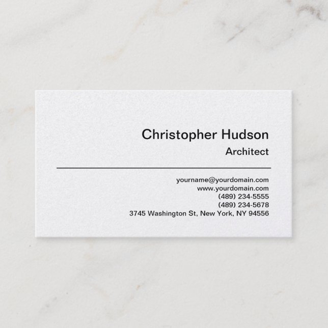 Unique Pearl Simple Plain Architect Business Card (Front)