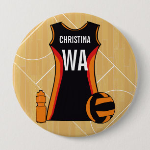 Unique Personalised Netball 4 Inch Round Button