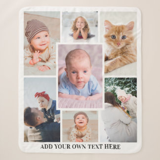 Unique Personalized 7 Photo Collage Sherpa Blanket