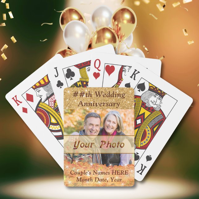 Unique Personalized Anniversary Photo Party Favour Playing Cards (50th Anniversary Party Favors. Cheap 50th anniversary gifts. Inexpensive 50 year anniversary gifts.)