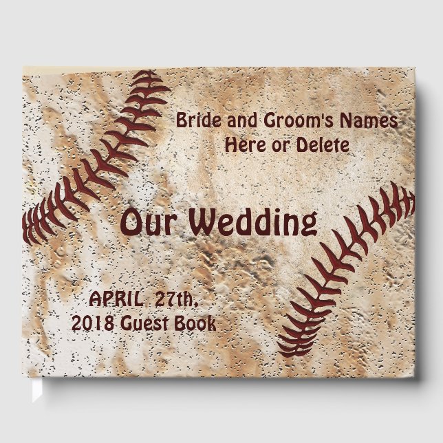 Unique Personalized Baseball Wedding  Guest Book (Front)