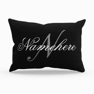 Unique Personalized Black and White Name Monogram Accent Pillow