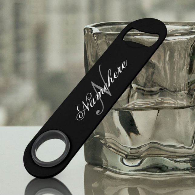 Unique Personalized Black and White Name Monogram Bar Key (Creator Uploaded)