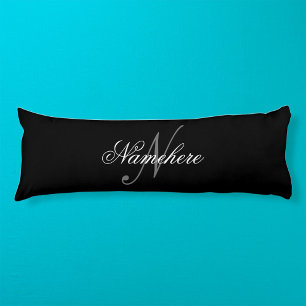 Unique Personalized Black and White Name Monogram Body Pillow