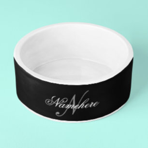 Unique Personalized Black and White Name Monogram Bowl