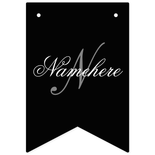 Unique Personalized Black and White Name Monogram Bunting Flags (First Flag)
