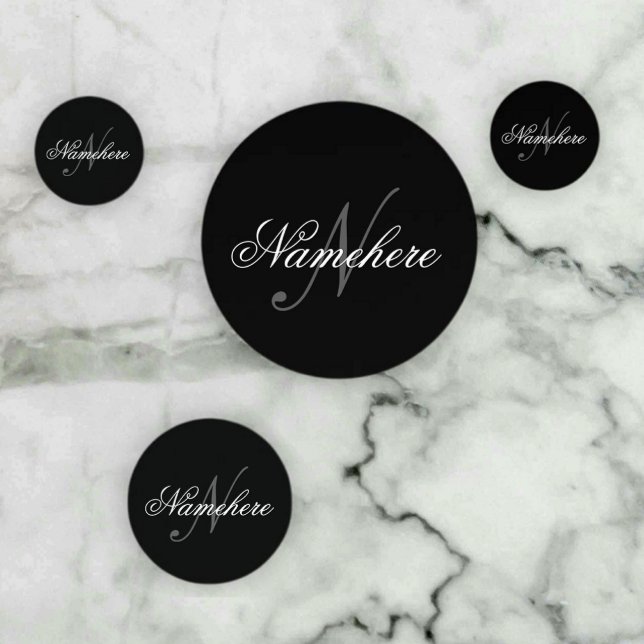 Unique Personalized Black and White Name Monogram Confetti (Creator Uploaded)