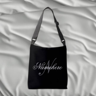 Unique Personalized Black and White Name Monogram Crossbody Bag