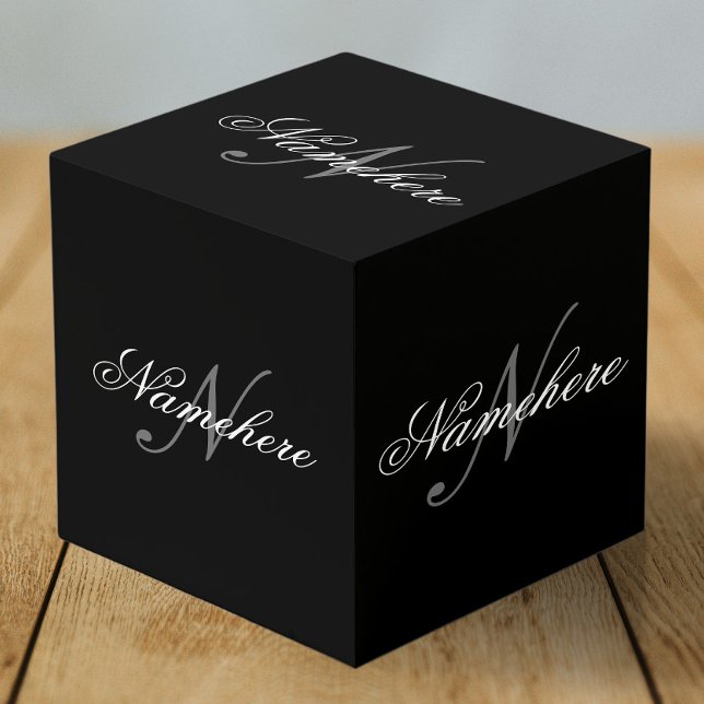 Unique Personalized Black and White Name Monogram Cube (Creator Uploaded)