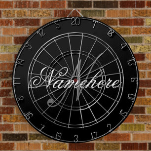 Unique Personalized Black and White Name Monogram Dartboard