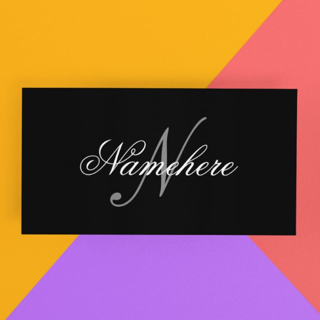 Unique Personalized Black and White Name Monogram Discount Card (Creator Uploaded)