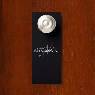 Unique Personalized Black and White Name Monogram Door Hanger