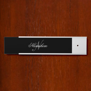 Unique Personalized Black and White Name Monogram Door Sign
