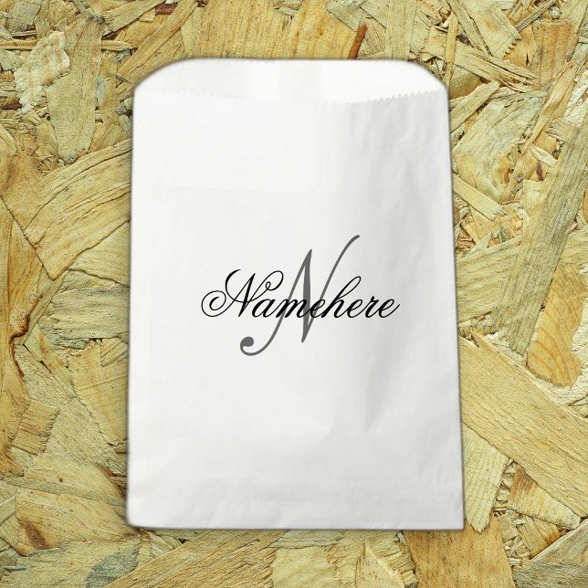 Unique Personalized Black and White Name Monogram Favour Bag (Creator Uploaded)