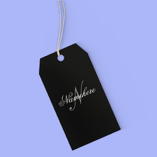Unique Personalized Black and White Name Monogram Gift Tags