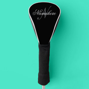 Unique Personalized Black and White Name Monogram Golf Head Cover