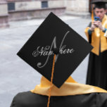 Unique Personalized Black and White Name Monogram Graduation Cap Topper<br><div class="desc">Personalized Unique Black and White Name Monogram Design for anyone.</div>