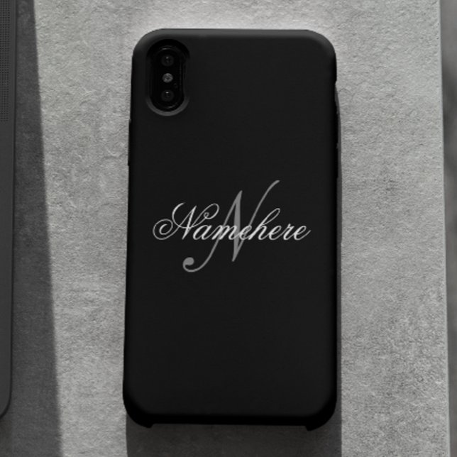Unique Personalized Black and White Name Monogram  iPhone Case (Creator Uploaded)