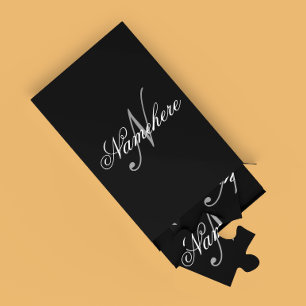 Unique Personalized Black and White Name Monogram Jigsaw Puzzle