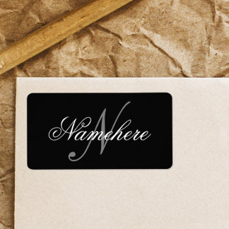 Unique Personalized Black and White Name Monogram Label