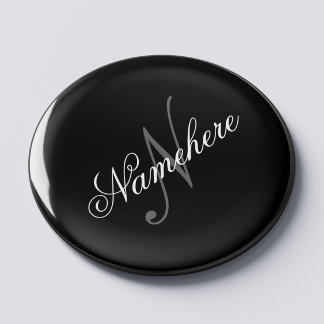 Unique Personalized Black and White Name Monogram Magnet