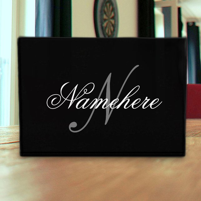 Unique Personalized Black and White Name Monogram Photo Block (Creator Uploaded)