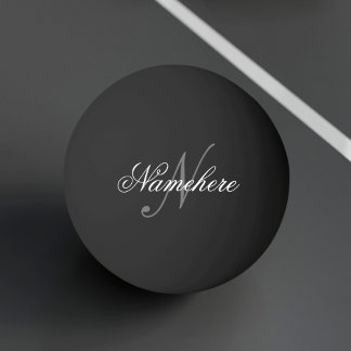 Unique Personalized Black and White Name Monogram Ping Pong Ball