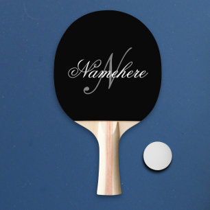 Unique Personalized Black and White Name Monogram Ping Pong Paddle
