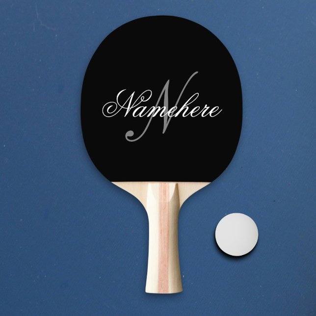 Unique Personalized Black and White Name Monogram Ping Pong Paddle (Creator Uploaded)