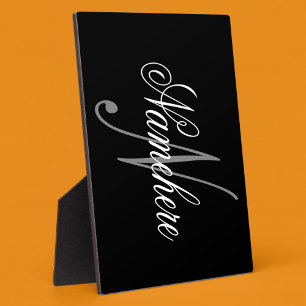 Unique Personalized Black and White Name Monogram Plaque