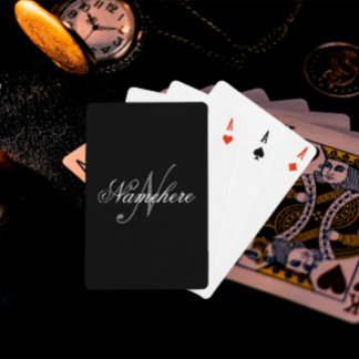 Unique Personalized Black and White Name Monogram Playing Cards