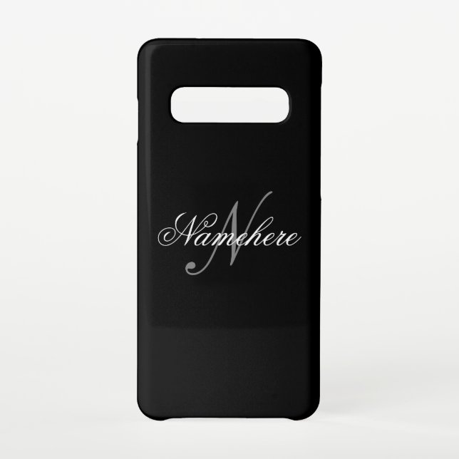 Unique Personalized Black and White Name Monogram  Samsung Galaxy Case (Back)