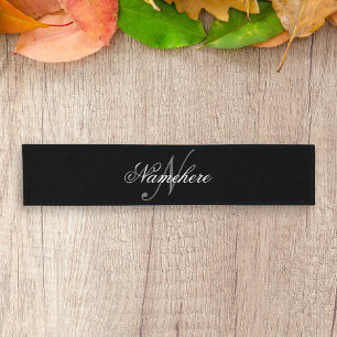 Unique Personalized Black and White Name Monogram Short Table Runner