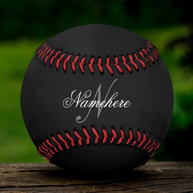 Unique Personalized Black and White Name Monogram Softball (Creator Uploaded)