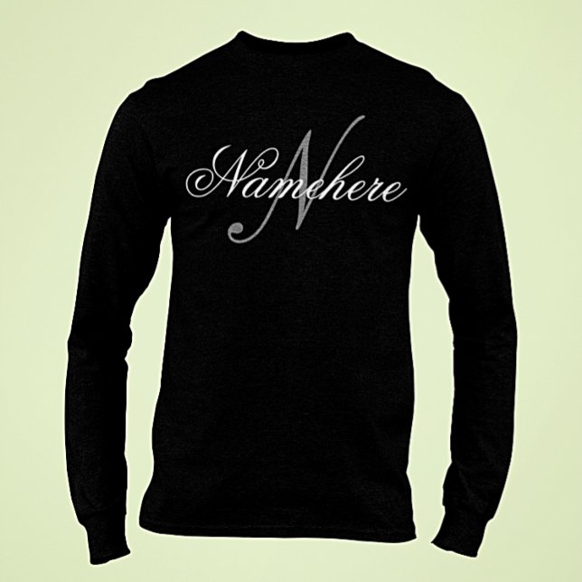Unique Personalized Black and White Name Monogram  T-Shirt (Creator Uploaded)