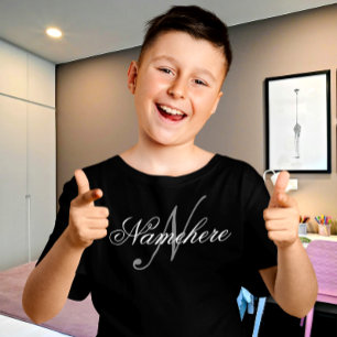 Unique Personalized Black and White Name Monogram  T-Shirt