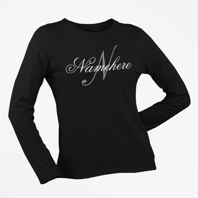 Unique Personalized Black and White Name Monogram  T-Shirt (Creator Uploaded)