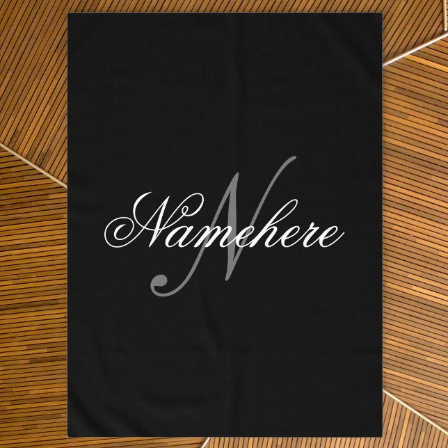 Unique Personalized Black and White Name Monogram Tablecloth (Creator Uploaded)