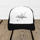 Unique Personalized Black and White Name Monogram Trucker Hat<br><div class="desc">Personalized Unique Black and White Name Monogram Design for anyone.</div>