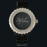 Unique Personalized Black and White Name Monogram Watch<br><div class="desc">Personalized Unique Black and White Name Monogram Design for anyone.</div>