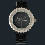 Unique Personalized Black and White Name Monogram Watch<br><div class="desc">Personalized Unique Black and White Name Monogram Design for anyone.</div>