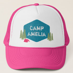 Unique Personalized Camp Name Birthday Party Pink Trucker Hat