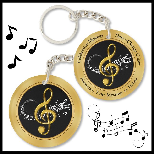 Unique Personalized, Cheap Gifts for Musicians,  Keychain (Cheap Music Gifts. Music themed Keychains. Music note gifts for music lovers. Music Party Favors.)