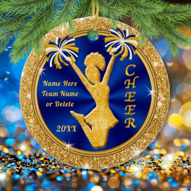 Unique Personalized Cheerleader Christmas Ornament (Cheerleader Christmas Ornaments. Personalized with Name, Team and Year. )